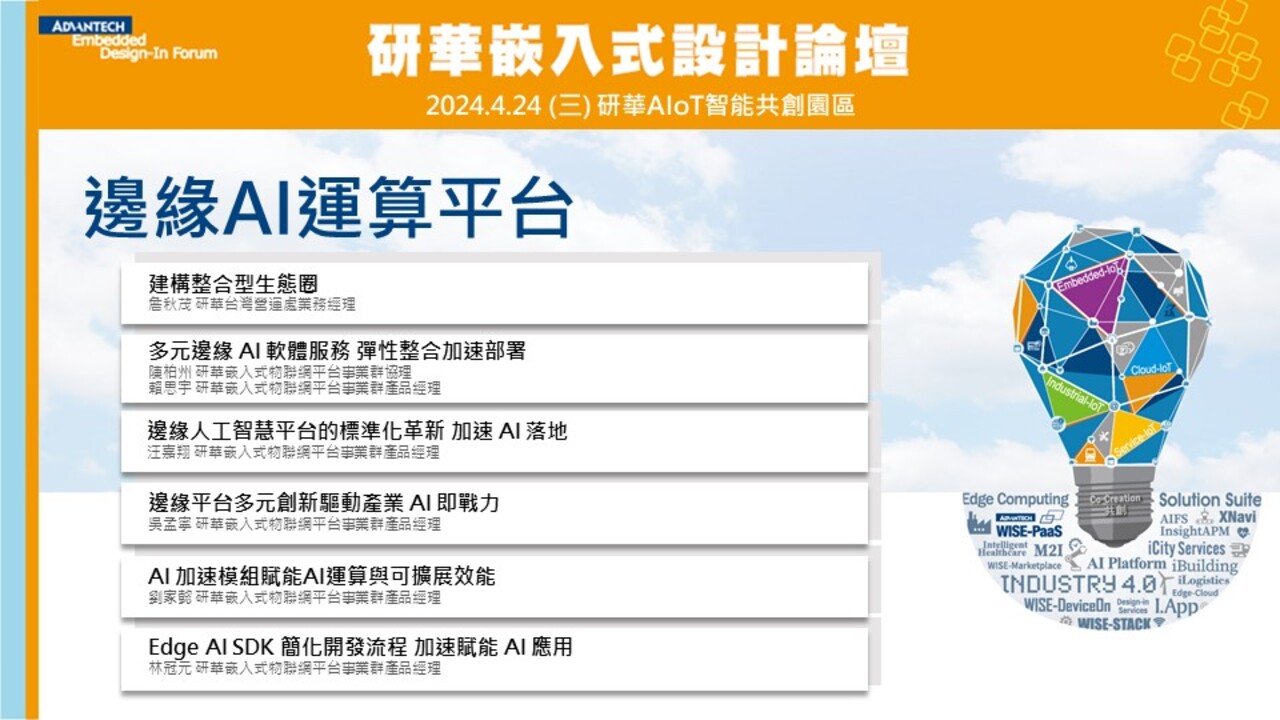 【2024 研華嵌入式設計論壇】邊緣AI運算平台 產業專注X關鍵技術研討會